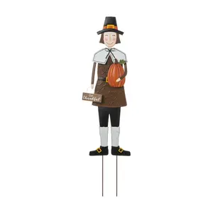 Glitzhome 36" Thanksgiving  Pilgrim Boy Yard Stake