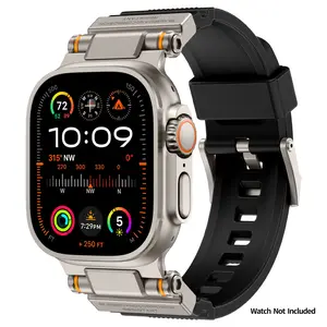 Metal connector silicone strap for Apple Watch, Durable outdoor scratch-resistant silicone model, Smart Watch Straps, suitable for iWatch series 11/10/9/ultra2/8/7/6/5/4/  ,44-49mm