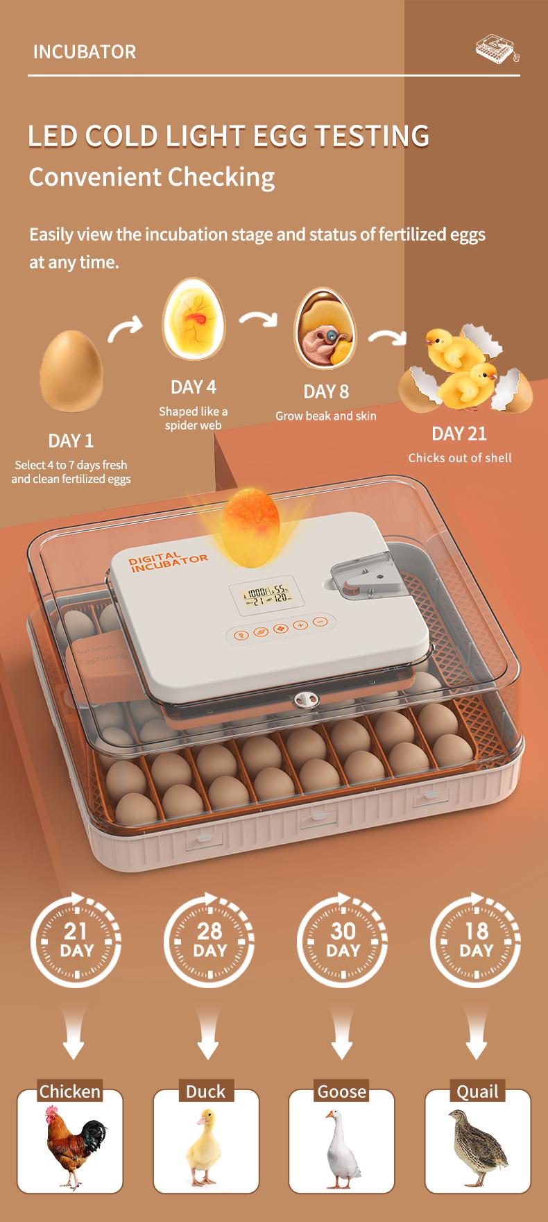 56 Egg Incubator for Hatching Eggs, Egg Incubators with Automatic Egg Turning, Temperature and Humidity Control, Egg Candler, Automatic Water Bottle Refill, Incubator for Chicken, Ducks, Goose