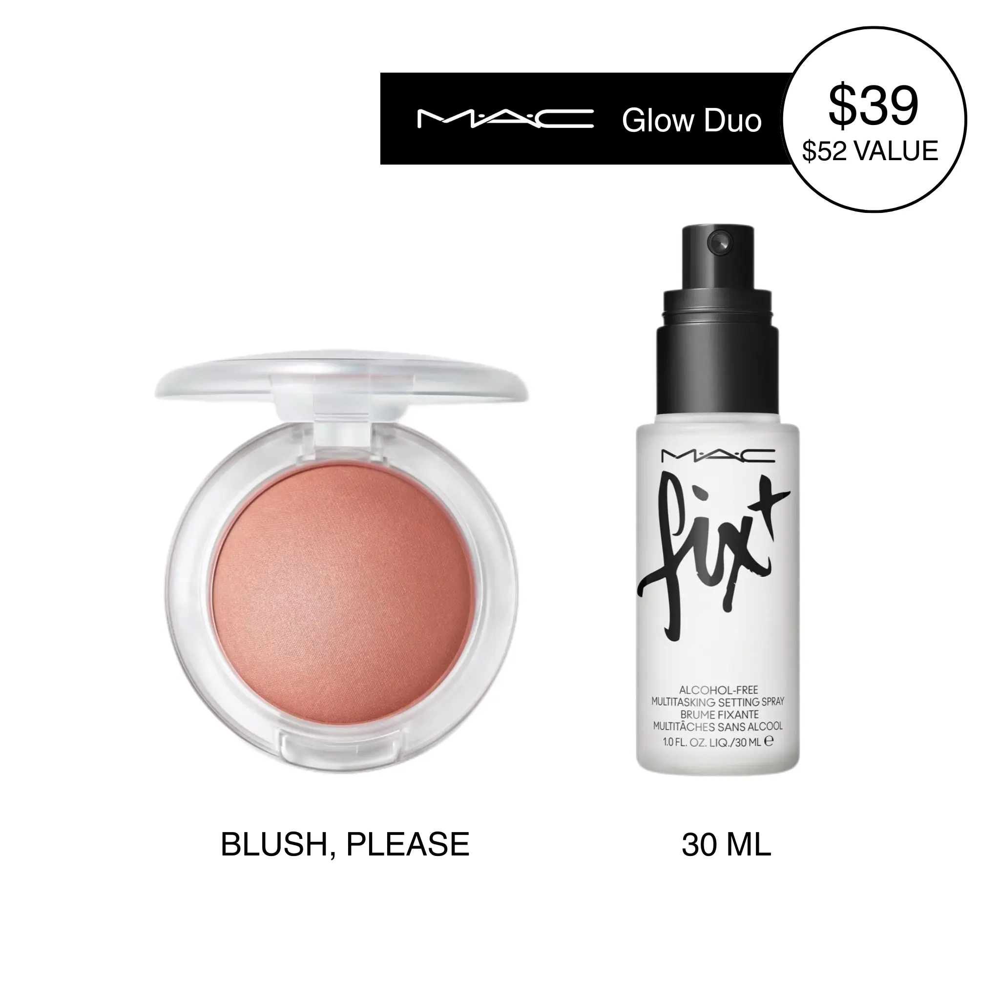 MAC Glow Duo Glow Play Cushiony Blush and FIX+ Original Setting Spray