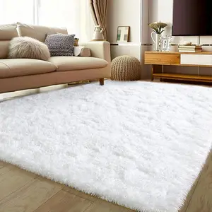White Shag Rugs for Bedroom, 4x6FT Soft Fuzzy Fluffy Shaggy Rugs for Living Room Nursery, Luxury Modern Plush Carpet Non-Slip