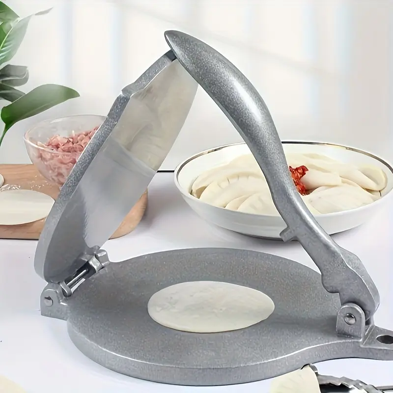 6.5-Inch Compact Heavy-Duty Cast Aluminum Roller Tortilla Maker Machine - Even Pressure, Dumpling Press, Roti Press, Mexican Kitchenware for Homemade Flour & Corn Flatbreads