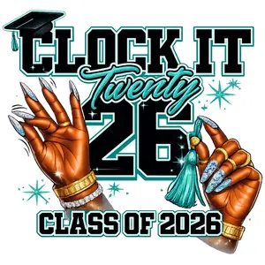 CLOCK IT 2026 GRAD. DTF TRANSFER FOR T-SHIRTS