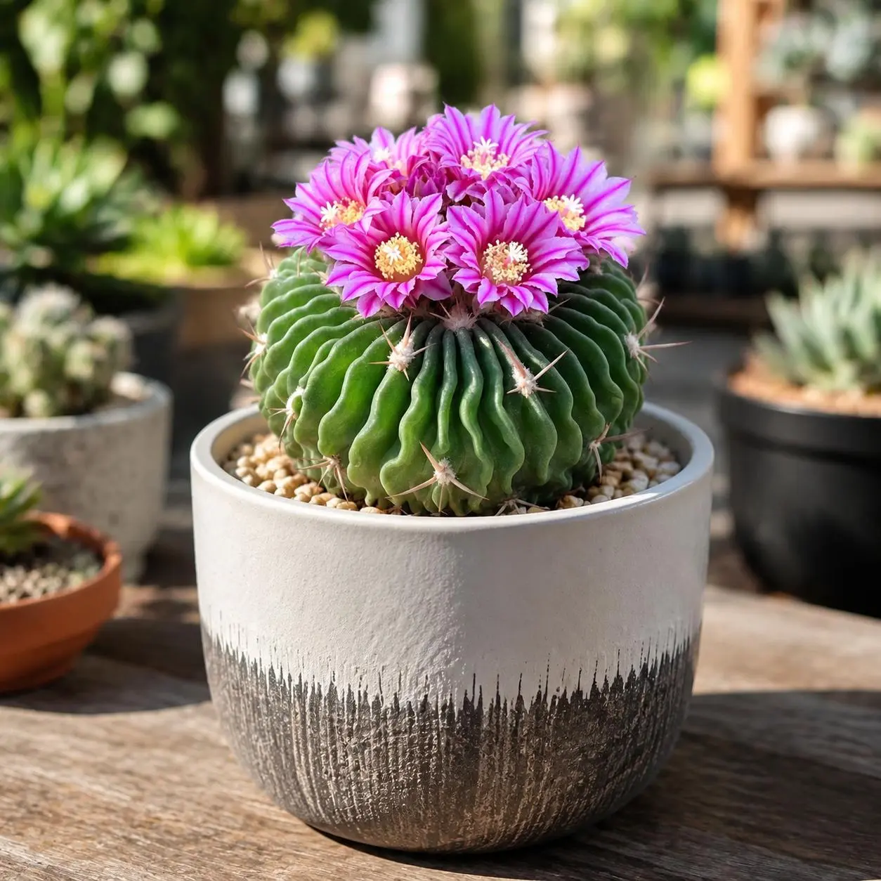 Live Echinofossulocactus Multicostatus (Stenocactus Multicostatus) Brain Cactus, Flowering Succulent for Home Garden Supplies