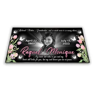 Custom Black Granite Headstone with Engraved Portrait –  Personalized Memorial Stone by Delgran