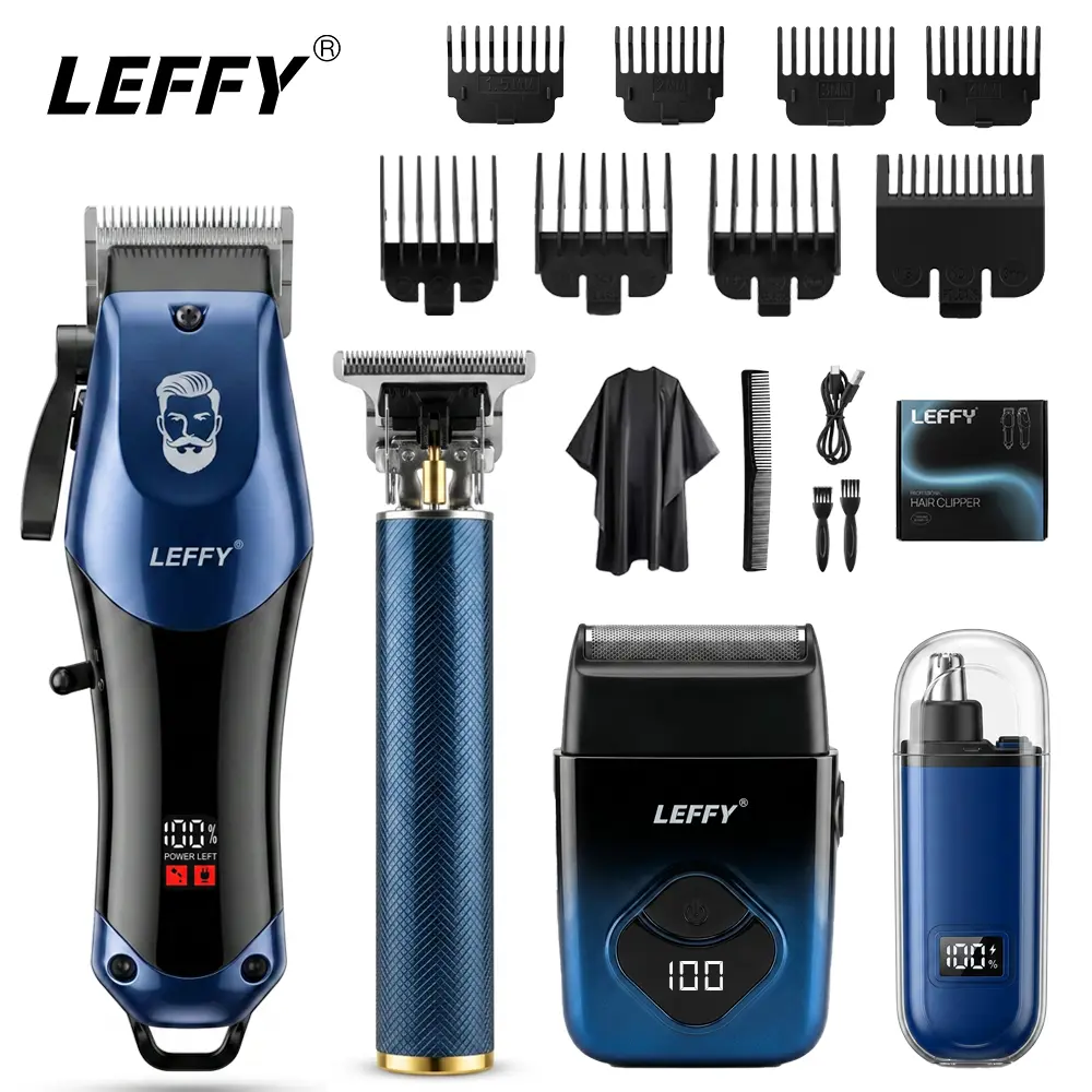Electric Shaver， 4 In 1 Cordless Hair Clippers & Detail Trimmer Nose Trimmer Mini Electric Razor, Digital Display Low Noise Haircut Tools Complete Accessories, Luxury Men Grooming Gift Father's Day Holiday Gift for Him