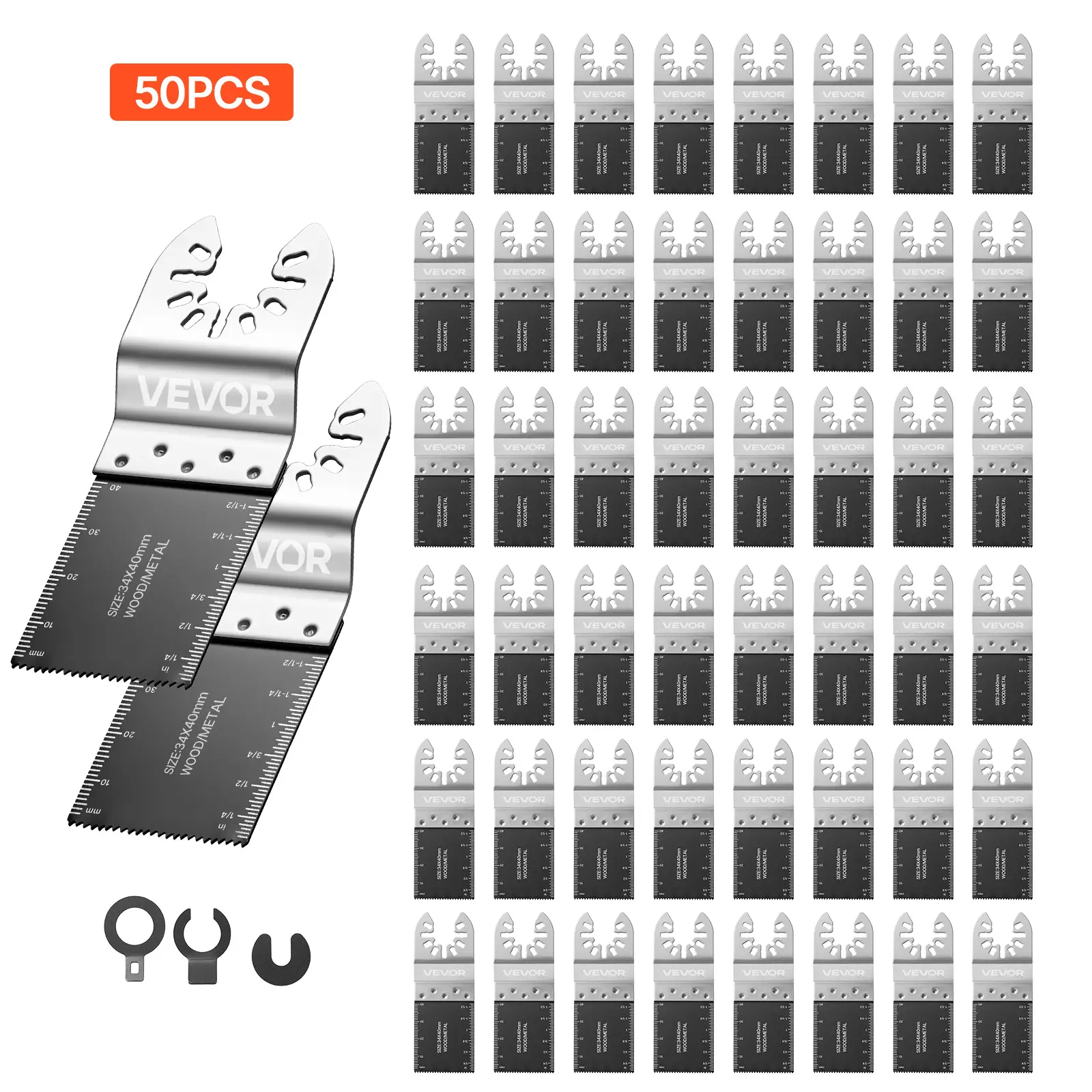 【summerfinds】VEVOR 50PCS Bi-Metal Oscillating Saw Blades, Universal Quick Release Oscillating Multi Tool Blades, Multitool Tool Blades for Nails, Soft Metal, Wood, Compatible with Dewalt Milwaukee Bosch Ryobi