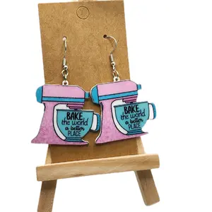 Bake the World a Better Place Mixer Earrings - Whimsical Hook Earrings for Positive Impact Fashion Accessory