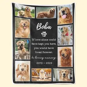 Eyesoul Personalized Photo Blanket, Pet Memorial Keepsake, Dog Loss Gift, Custom Paw Print Blanket, Gift for Dog Mom & Dad