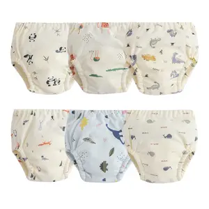 6-Pack Baby Training Underwear Reusable Absorbent Potty Training Pants for Boys Breathable Cotton Pee Pants Toddler Soft Training Boxer Breifs