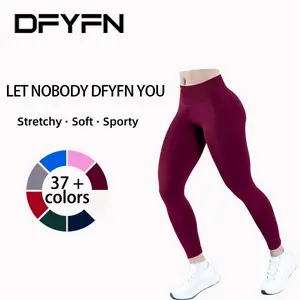 (With Logo) DFYFN Women's Seamless Leggings High Waistband Power Lift Support Gym Trousers Quick-Dry Compression Fitness