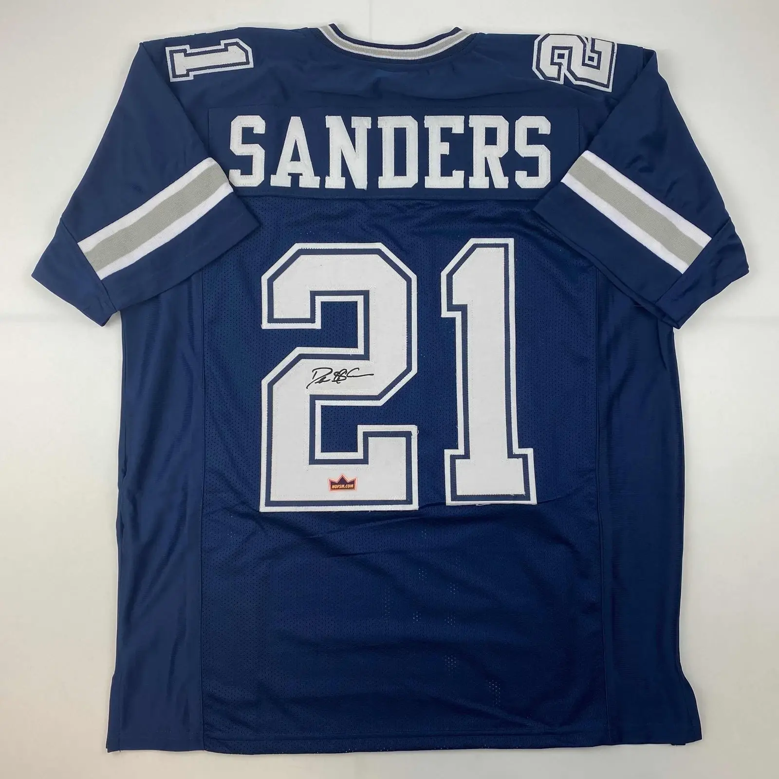 Facsimile Autographed Deion Sanders Dallas Blue Reprint Jersey