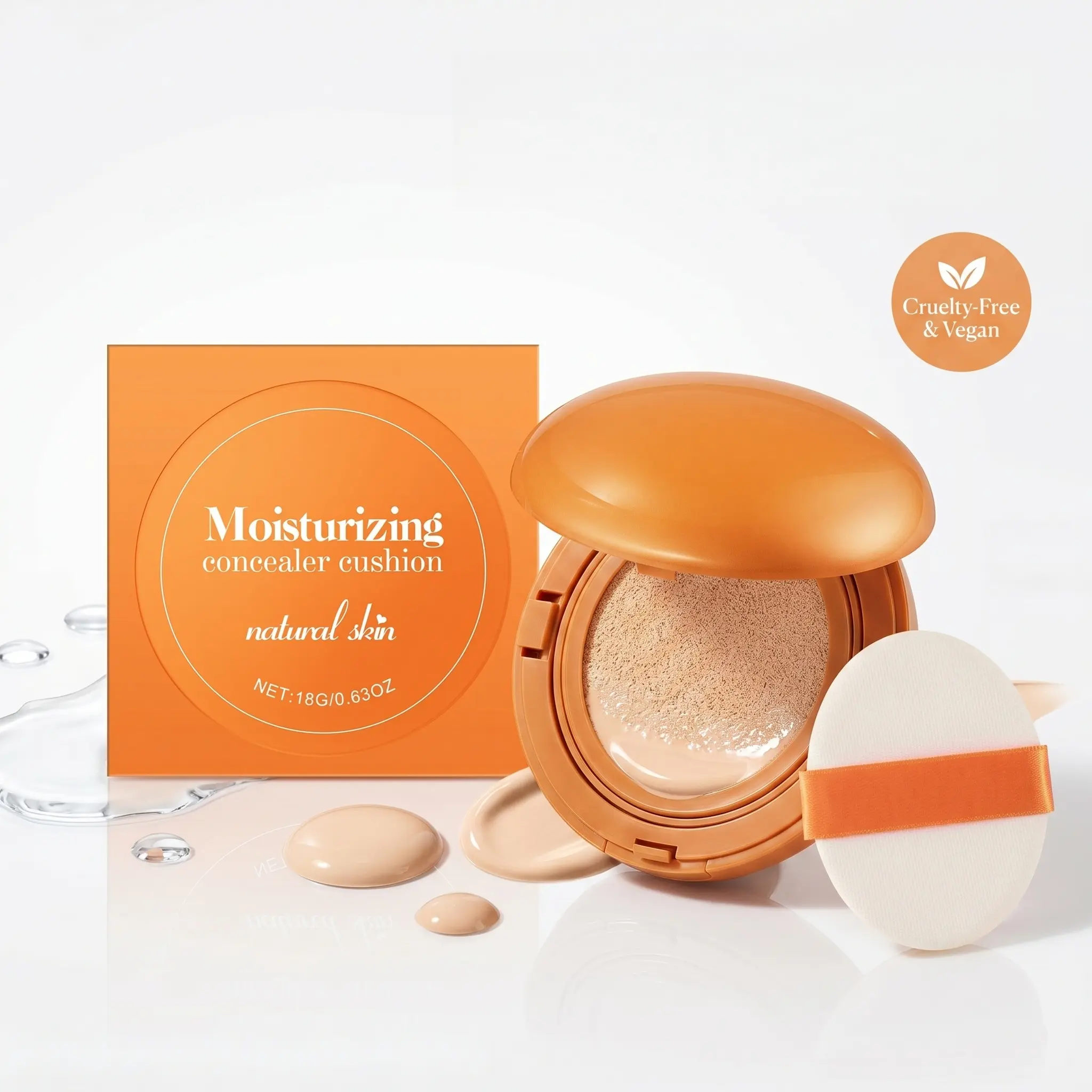 Air Cushion Foundation - Full Size 0.63oz/18g, Cream Cushion with Natural Satin Finish, Long-Lasting Coverage, Smooth Texture, Matte Hydration, Even Skin Tone, All Skin Types, SPF Coverage, Makeup Routine Essential for Natural Look & Flawless Base, Founda