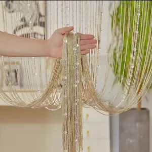 Imitation Pearl Beaded Curtain, Shiny Decorative Window Covering, Home Decoration for Living Room Bedroom, Holiday Occasion