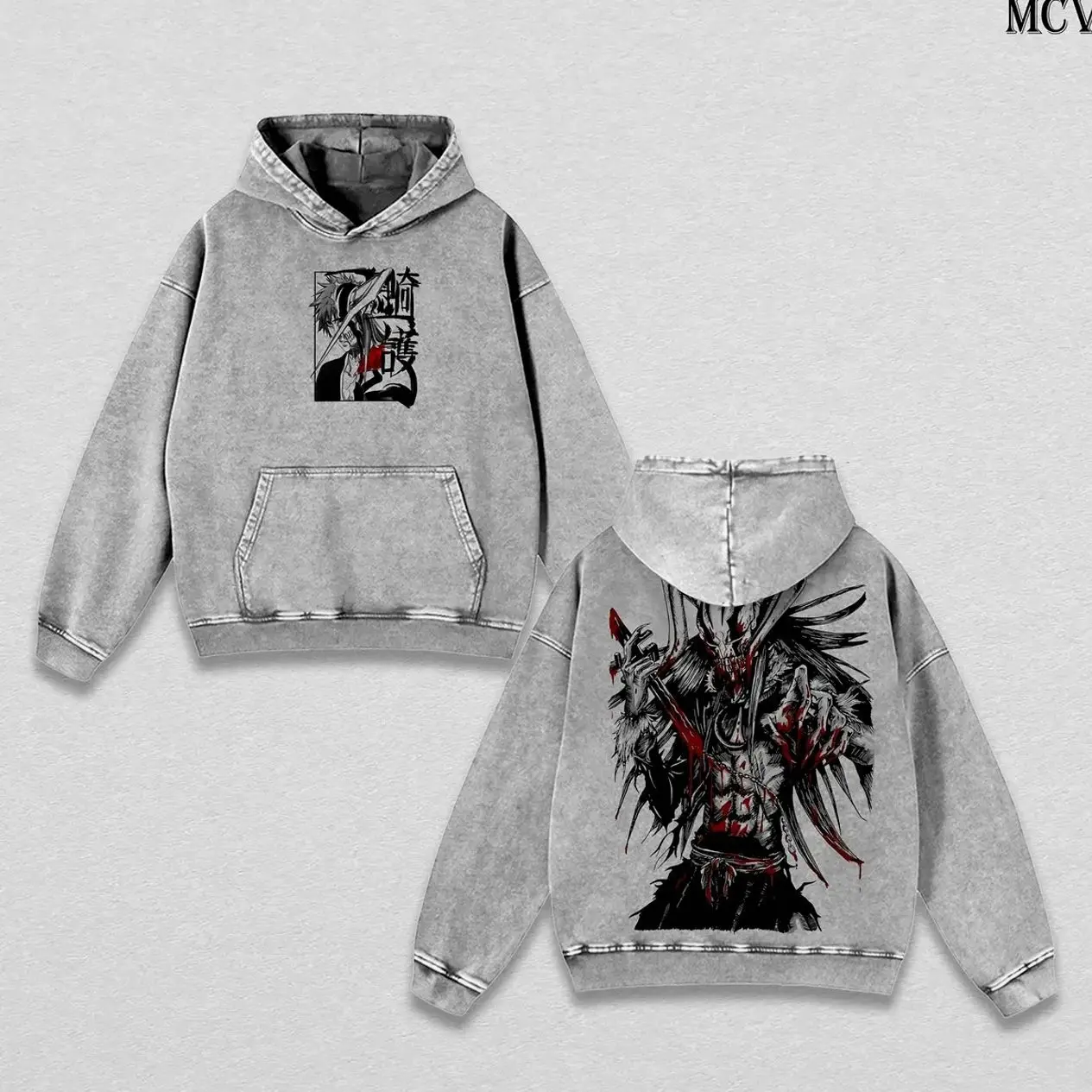 Ichigo Hollow Form Bleach Hoodie Washed – Bleach Vintage Washed Heavy Cotton Oversized Anime Manga Hoodie, Vasto Lorde Mask Art Graphic, Kurosaki Ichigo Transformation Edition, Retro Unisex Streetwear, Tee / T-Shirt Washed Option UWH