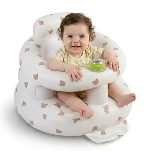Upgraded Inflatable Baby Floor Seat with Safety Guardrails, Thick Design, Built-in Air Pump, for 3-36 Mth Old Infants Learning to Sit