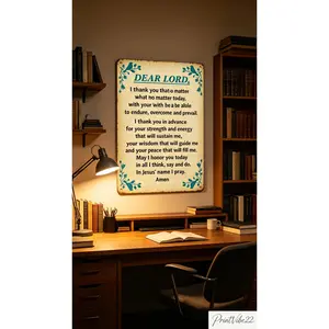 Christian Gifts God Gifts Dear Lord In Jesus' Name I Pray Vintage Aluminum Sign Religious Metal Wall Art for Home Church Prayer Room Office Chapel Decor 8x12 Inch Decoration Ornaments