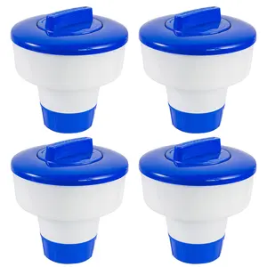 XtremepowerUS 3" Floating Tablet Chlorine Dispenser 3-lb Capacity 4-Pieces Set for Pool Clarifier Waterproof Pool Accessories