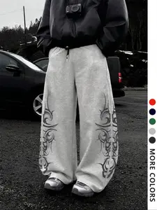 Men's Ethnic Pattern Drawstring Waist Joggers Pants, Casual Loose-Fit Gothic Style Sweatpants for All Seasons, Unisex Daily Wear