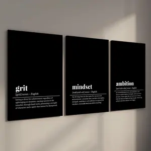 Modern Wooden Framed Canvas Poster, 3 Counts/set Inspirational Art Painting, Wall Art Decor for Home Living Room Bedroom, Ornaments, Modern Home Decoration