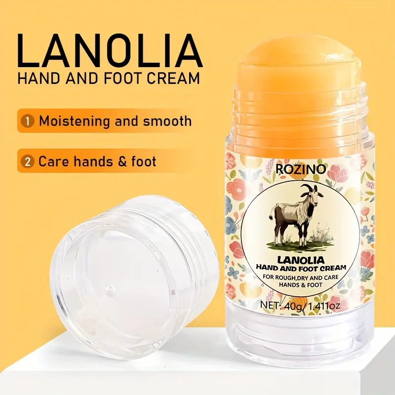 ROZINO Lanolia Hand and Foot Cream (40g/1.41oz) - Moisturizer, Cracked Feet Care Treatment for Dry Skin, Daily Rejuvenating Hydrating Restore