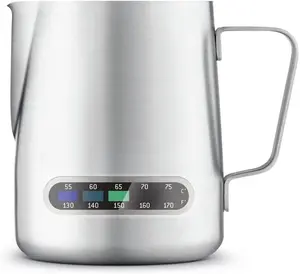 Breville the Temp Control Milk Jug-  Premium Stainless Steel with Integrated Thermometer for Latte Art