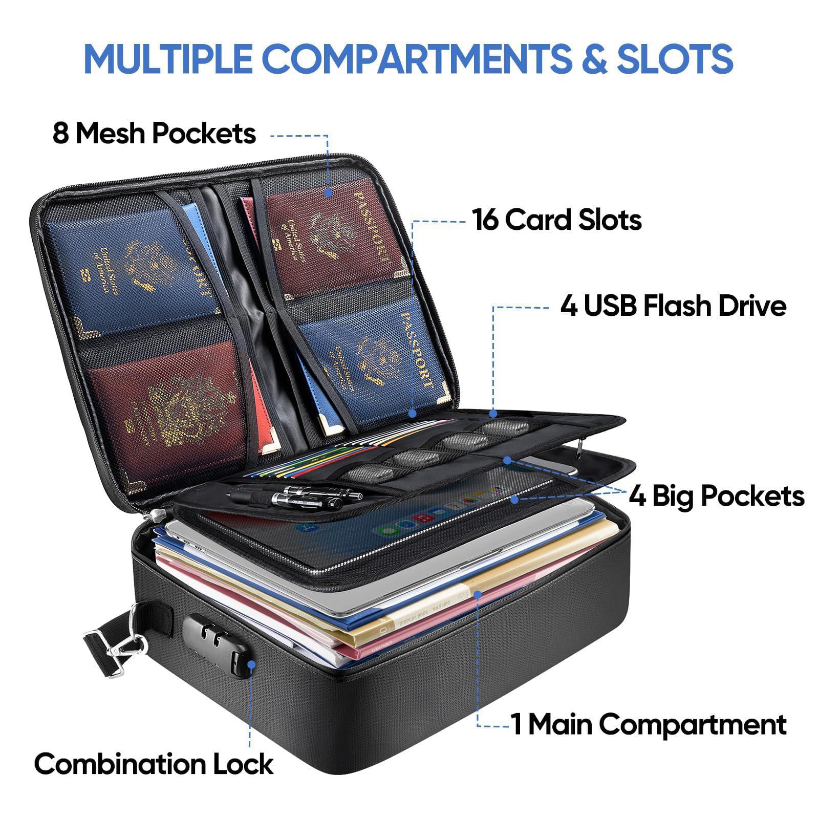 2026's Upgraded Fireproof Document Bag with Lock,Portable Waterproof Fire Proof File Organizer Box,File Storage Bag Safe Box for Important Paperwork