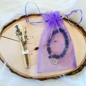Aquarius Bracelet Gift Set, Ruby Zoisite, Lava Stones for Essential Oils, Red Birthstone, Palo Santo Stick, Lavender Bundle, Astrology Charm