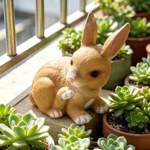 Solar Powered Rabbit Garden Light, Waterproof Resin Statue, LED Warm Glow, Outdoor Decorative Sculpture for Yard, Lawn, Patio, Garden Sculptures