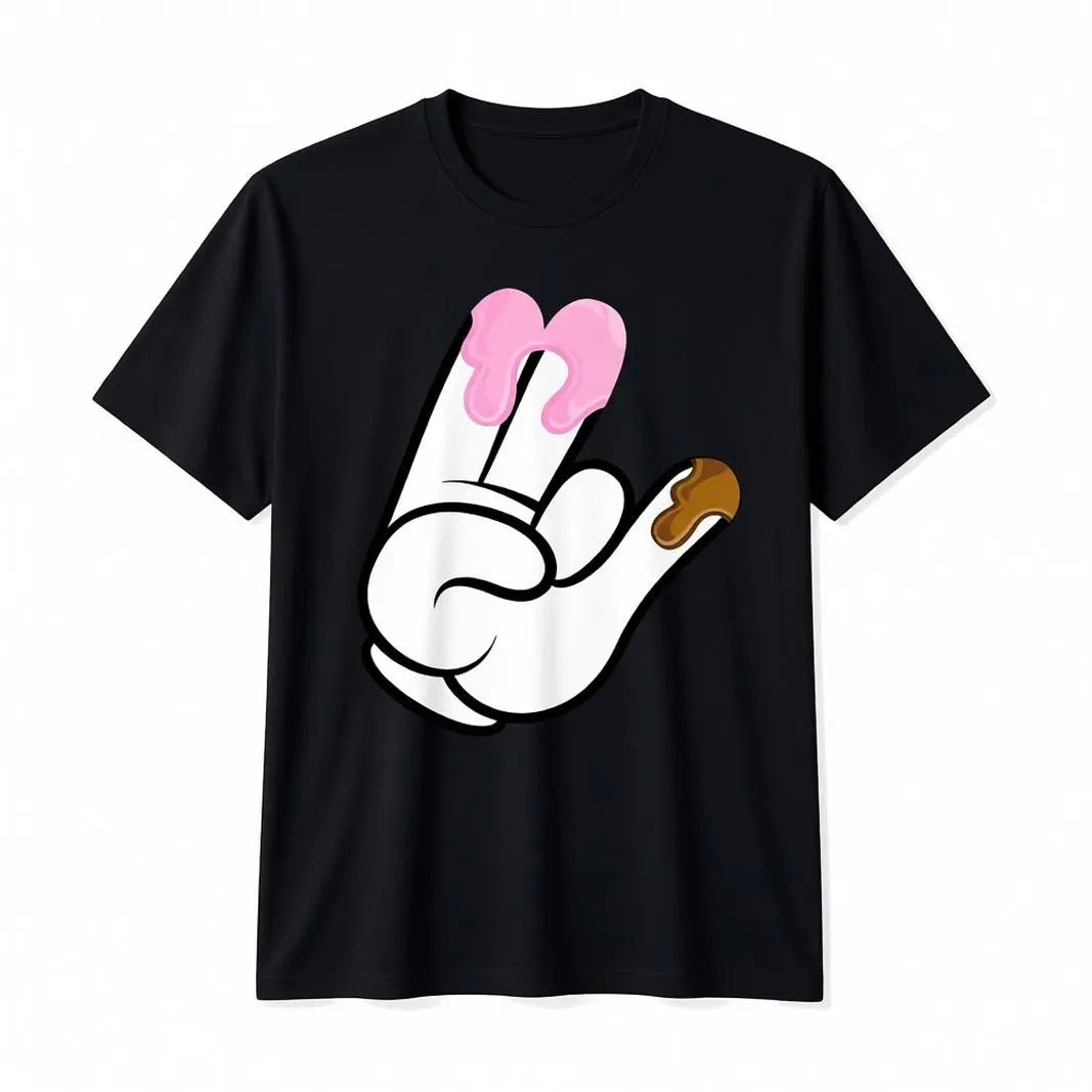 Men's Knitted Customized Funny Graphic Tee, 100% Cotton Round Neck Breathable Casual Short Sleeve Streetwear Top with Humor Shocker Hand Print, Menswear, T-Shirt