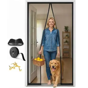 Magnetic Screen Door -Keeps Bugs Out Let, Heavy Duty Bugs Out, Breeze in - 9min Install Auto-Sealing Heavy Duty Double Stitched Mesh, Hands Free Sliding & Patio Doors Net, Pet & People Friendly, 36 x 82 Inch