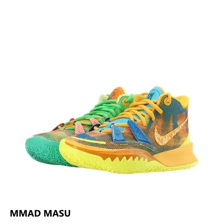 Vintage Vibrant Multicolored High-Top Basketball Sneakers - Brand-New, Breathable Mesh Upper, Jagged-Edge Slip-Resistant Outsole, Eye-Catching Mixed-Tone Design, Original Matching Shoe Box Included (Sports Collectible Accessory)