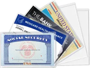 MaxGear New Medicare Card Protector Sleeves, 12 Mil Clear PVC Water-Resistant Card Sleeves for Social Security, Credit & Business Cards, 6 Pack