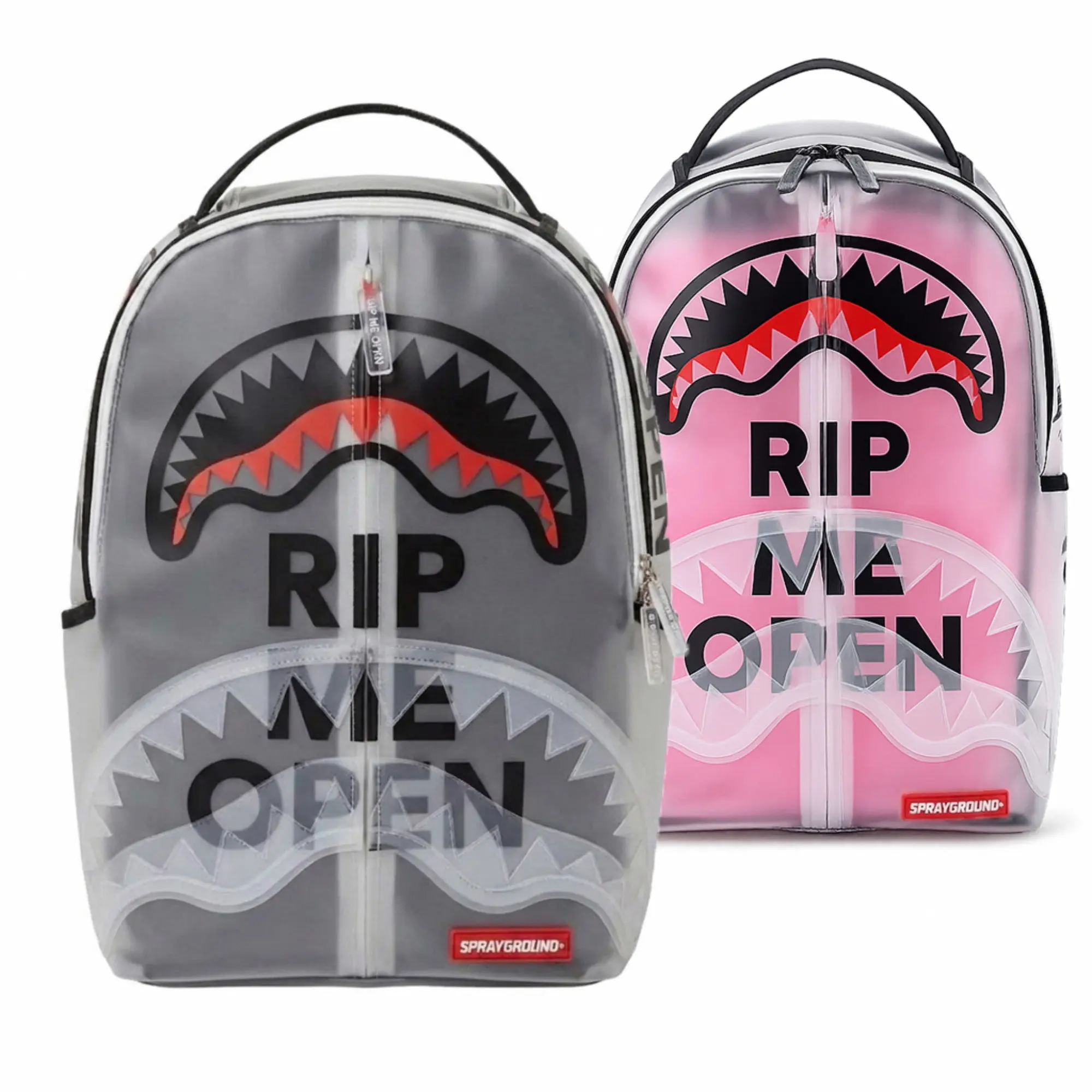 Rip Me Open Shark Backpack Translucent Clear Shark Mouth Graphic School Bookbag Water Resistant Streetwear Laptop Bag