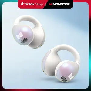 Monster Open Ear AC600 headphones bluetooth, Bluetooth 5.4 Wireless Earbuds with HiFi Stereo, Clip-On Earbuds with ENC Clear Call, 21H Playtime, IPX6 Waterproof Wireless Headphones for Exercise Sport Outdoor