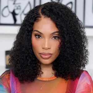 OQ HAIR Kinky Curly Short Bob Wigs 13x4 Lace Front Human Hair Wigs Natural Hairline Bouncy Look