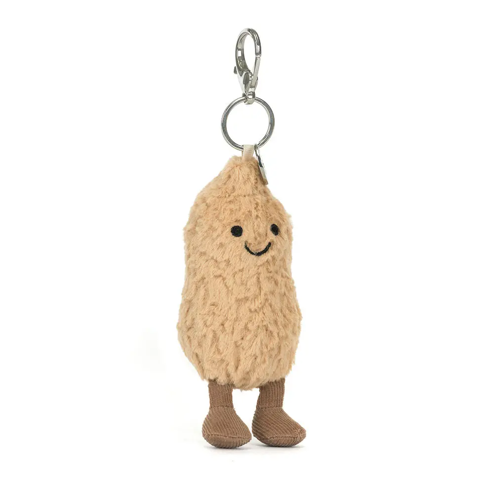 Jellycat Amuseables Peanut Bag Charm, Soft Stuffed Animal, Cute and Cuddly Gift for Kids, Babies, Collectors, Home Decor, Fun Plush Toy, Keychain
