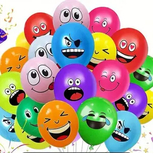 20pcs 12-inch Colorful Balloons with Expressive Faces for Birthdays New Year's Anniversaries Carnival Parties and Holiday Decorations Festive Event Accessories Playful Design Durable Party