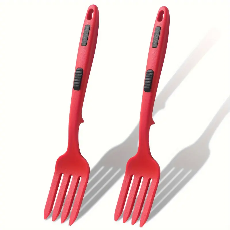 2PC Silicone Flexible Large-Size Cooking Forks, Heat-Resistant Non-Stick Mixed-Material Kitchen Utensils, Pan-Safe for Mashing Food and Baking,summervibes