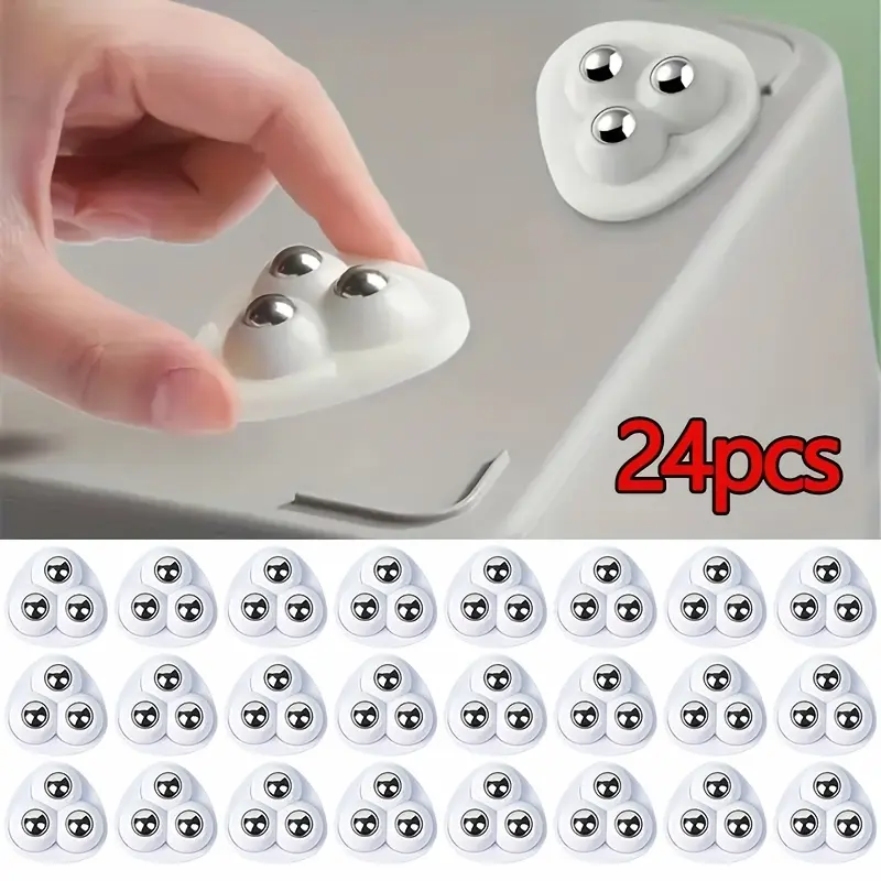 24pcs Bearing Self-Adhesive Wheels | 360 Degree Rotating, Easy Installation, Compact Design, Sturdy Structure, Universal Wheels for Home Office and Projects, ABS Material