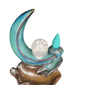 Crescent Moon with crystal ball back flow burner