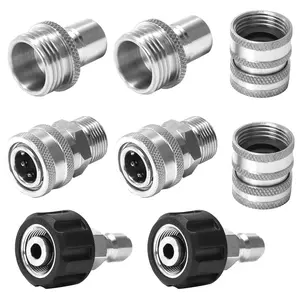 M MINGLE Ultimate Pressure Washer Adapter Set, Stainless Steel Quick Disconnect Kit, M22 Swivel to 3/8 Inch Quick Connect, 3/4 Inch to Quick Release, 8-Pack,summervibes summervibes