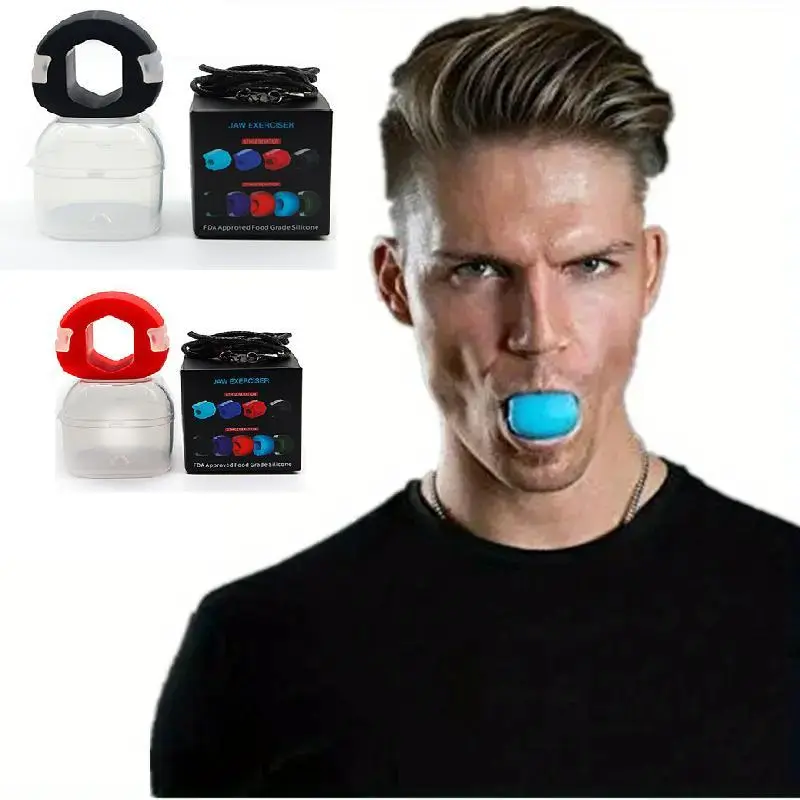 Silicone Jawline Exerciser - Single Item Powerful Jaw-Neck Facial Trainer, Comfortable Skincare Tool for Boxing, Martial Arts (Black/Blue/Red)