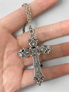 Vintage Gothic Cross Pendant Necklace for Men & Women, 1 Piece Fashion Jewelry for Party, Daily Clothing Decor, Trendy All-match & Exquisite Jewelry for Birthday Gift