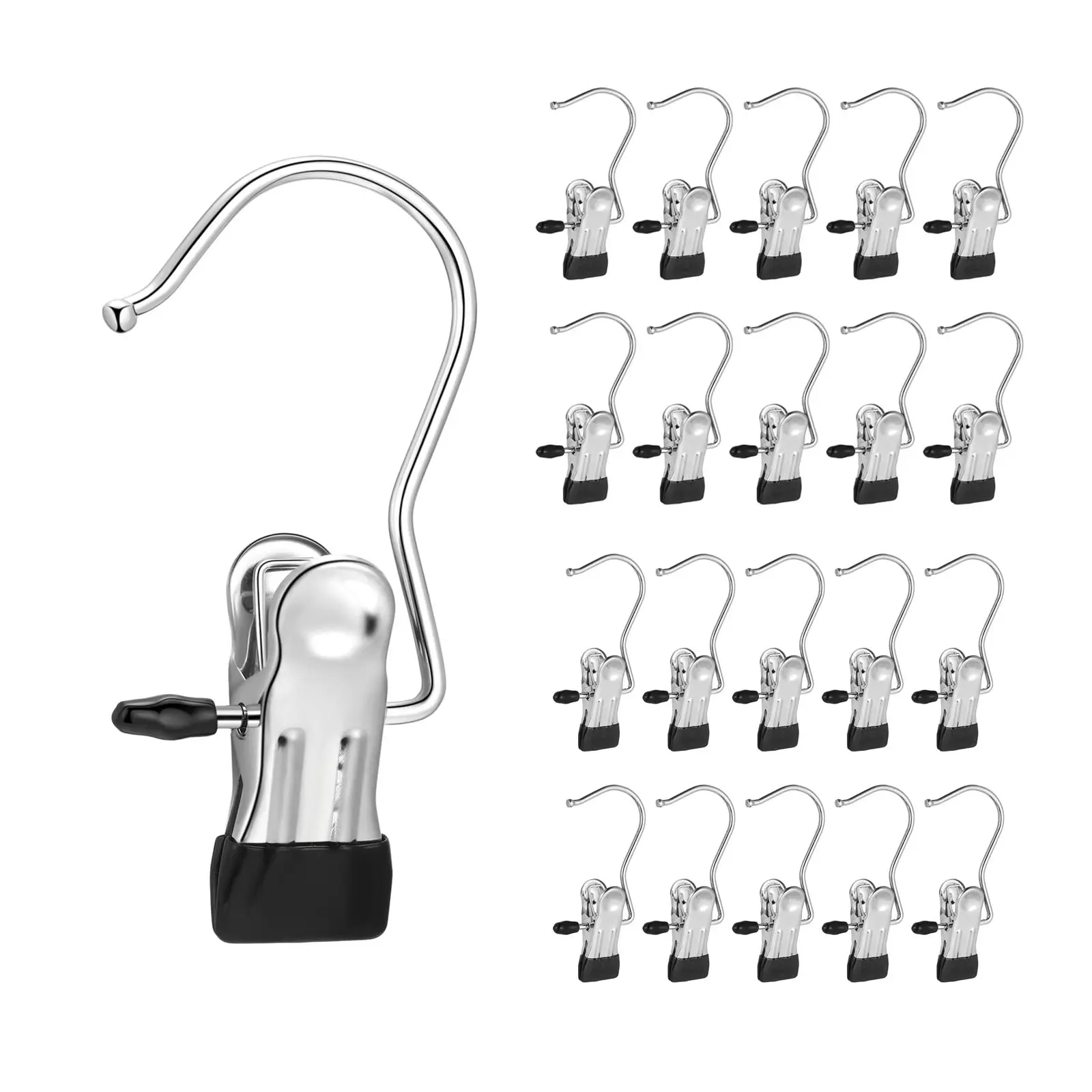 20-Pack Stainless Steel Heavy-Duty Boot Hangers with Clips - Hanging Closet Accessories, Space-Saving Home Organizer for Tall Boots, Yoga Pants, Hats, Yoga Pants Hanger, Hanger Accessories