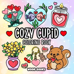 Cozy Cupid Coloring Book and Reusable Protective Sheet by Wook Books