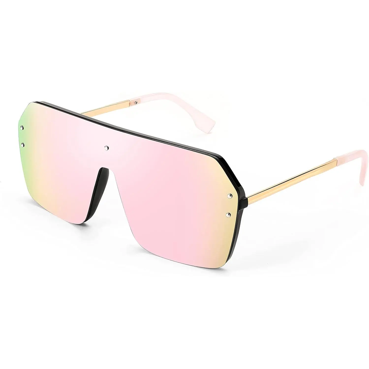 EyeconicFinds Classic Siamese One Piece Sunglasses Nice Rimless Stylish Retro Design for Women Men B2574 Adjustable