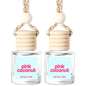 Scented Car Air Freshener - Long Lasting Car Diffuser - Last 60+ Days, Pink Coconut Scent, Aesthetic Car Charm, Leak-Resistant, Gift Ready,Long-Lasting Coconut oil  air  fresheners