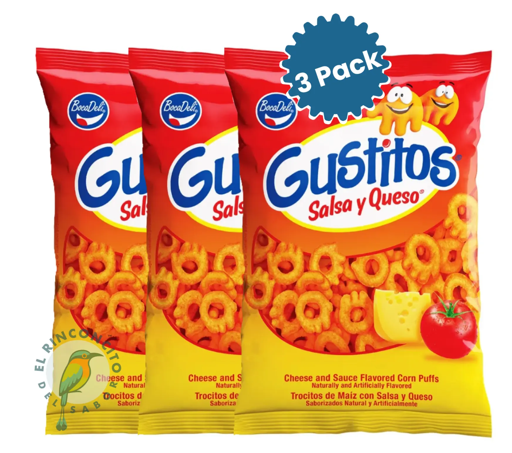Bocadeli Gustitos Salsa y Queso | Snacks Salvadoreños | Boquitas de Maíz Importadas de El Salvador | Pack Disponible