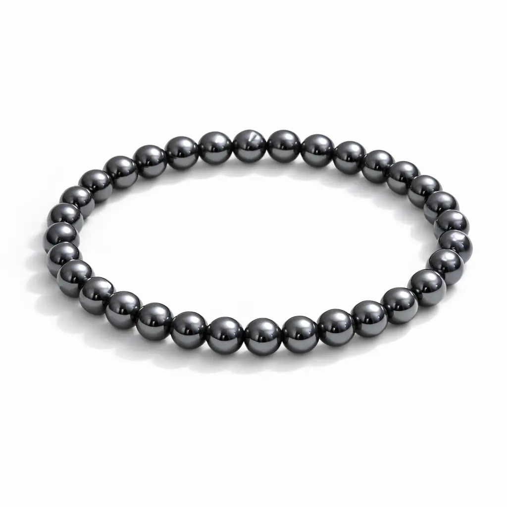 Black Magnetic Hematite Energy Bracelet - 4mm/6mm Natural Crystal Stretch Bangle Bracelet, Adjustable Elastic Design for Negative Energy Absorption, Emotional Stability Enhancement, Healing Crystal Bracelet